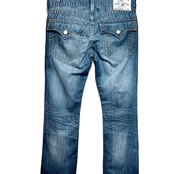 True Religion Mens Straight Leg Vintage Distressed Flap Pocket Jeans Sz 34/34 - Picture 4 of 8